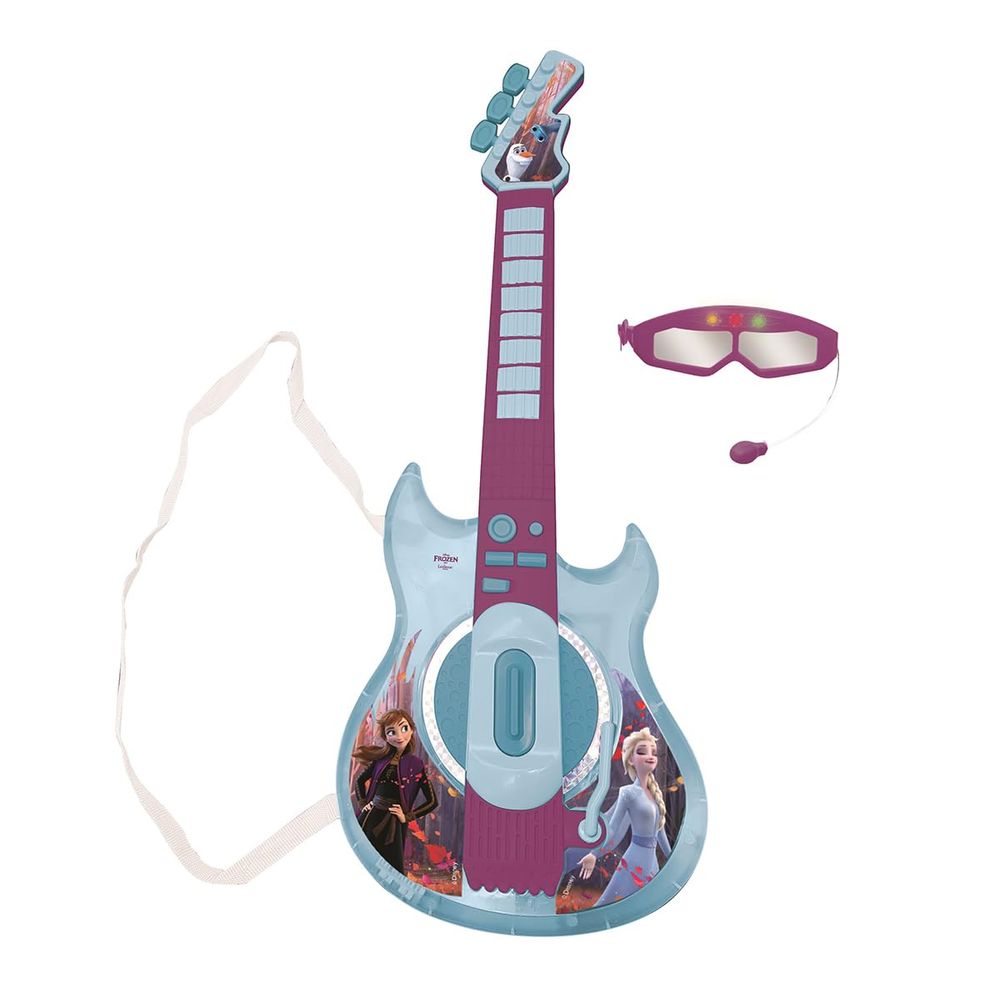 Lexibook - Disney Frozen Light-Up Electronic Guitar With Microphone & Glasses - Blue/Purple