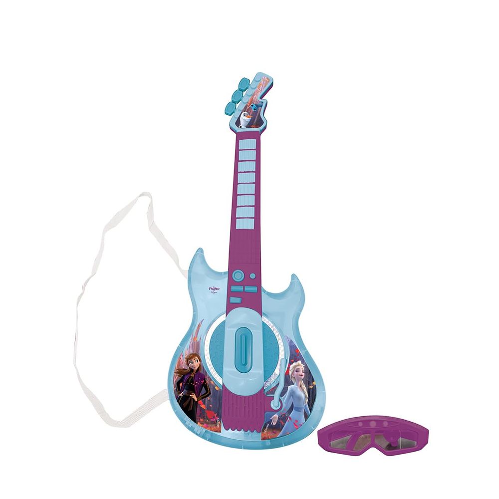 Lexibook - Disney Frozen Light-Up Electronic Guitar With Microphone & Glasses - Blue/Purple