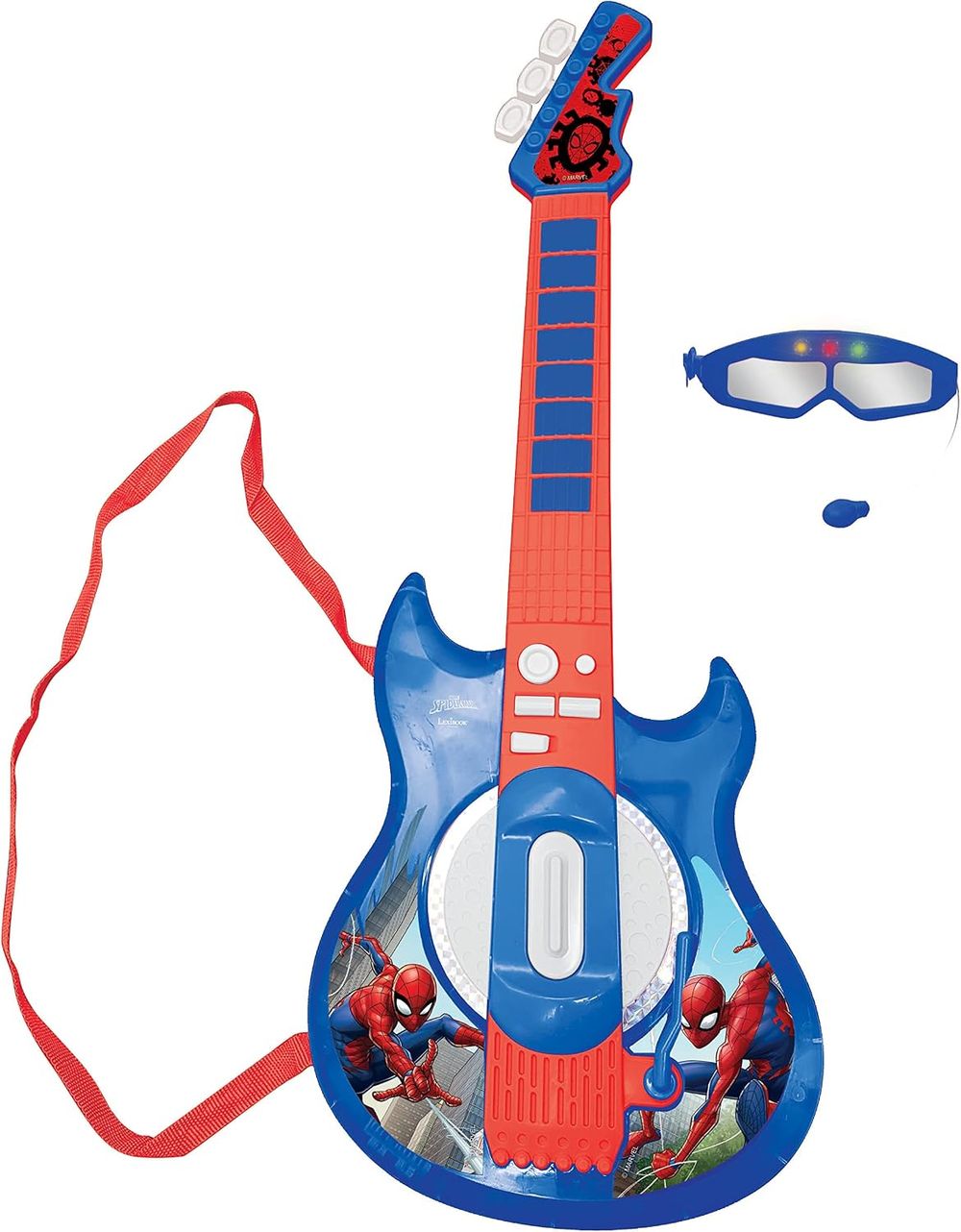 Lexibook - Spiderman Light-Up Electronic Guitar With Microphone - Blue/Red