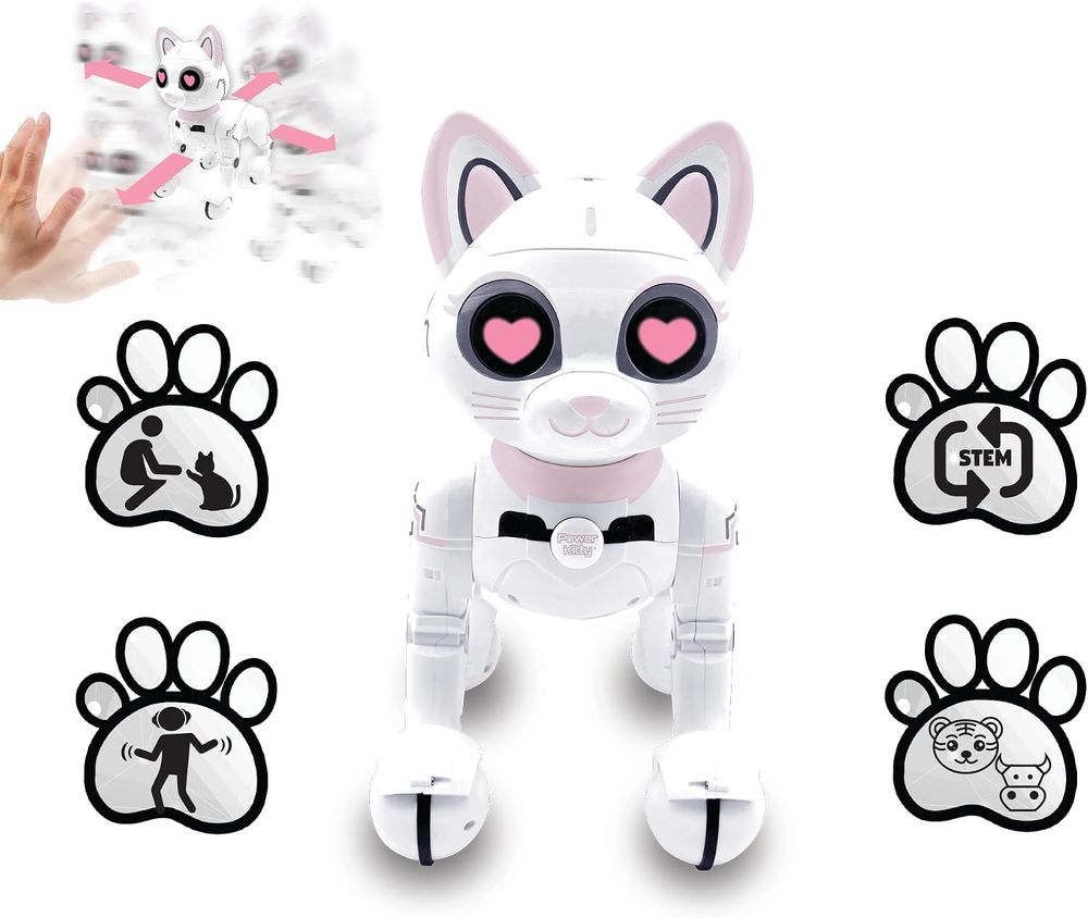 Lexibook - Power Kitty Remote Control Robot Cat Toy - White/Pink