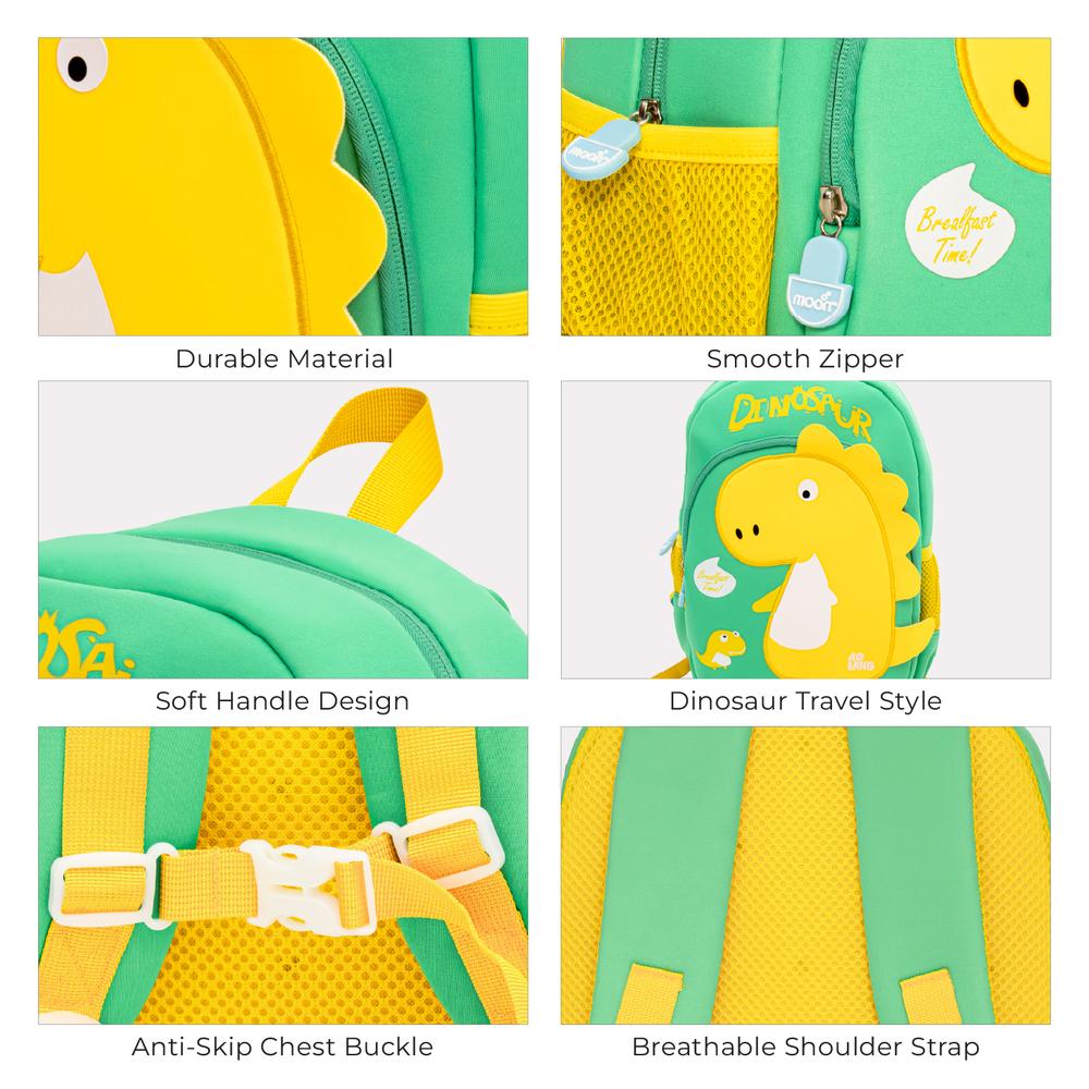 Moon - Kids Backpack Padded Straps Waterproof - Perfect For Preschool Nursery Snacks Lunchbox - Dinosuar