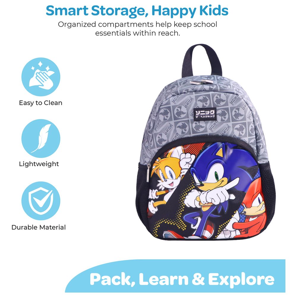 Moon - Kids Sonic The Hedgehog Backpack With Lunch Bag And Pencil Case - Black - 13-inch