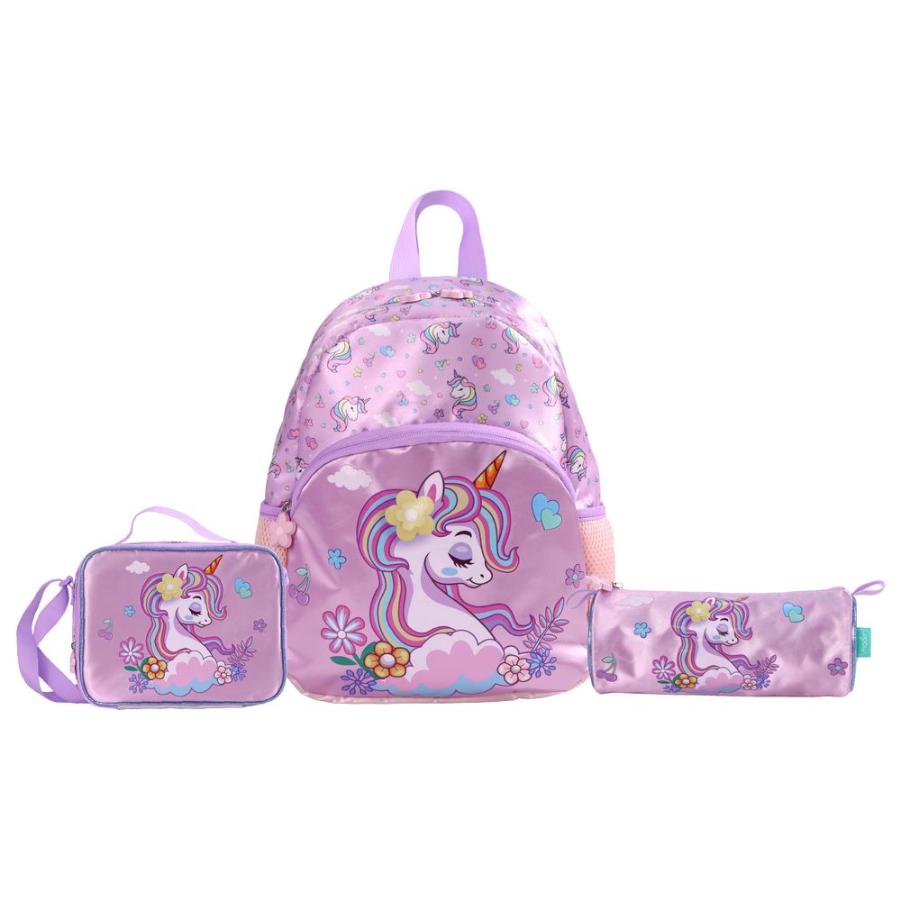 Moon - Kids Unicorn Backpack With Lunch Bag And Pencil Case - Purple - 13-inch