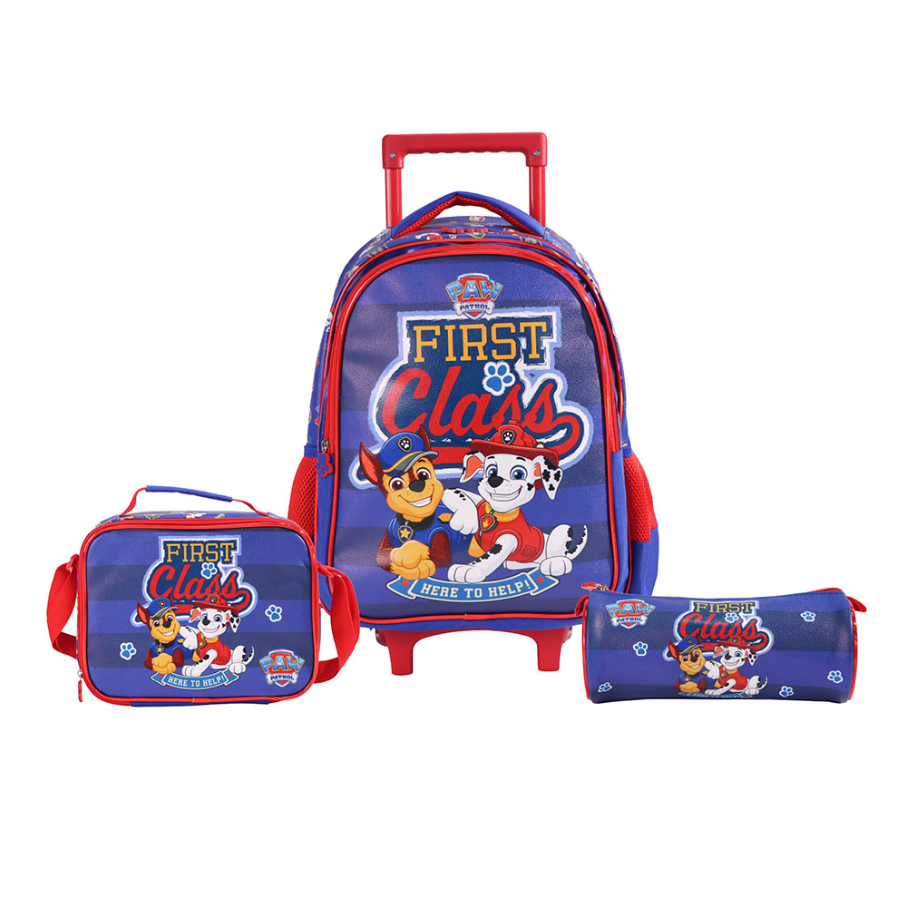 Moon - 3-In-1 Kids Licensed Paw Patrol First Class School Bag With Lunch Bag And Pencil Case - 16-Inch