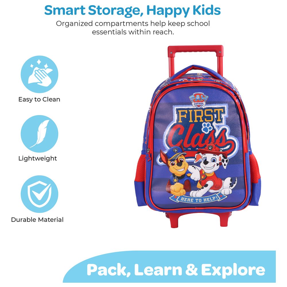 Moon - 3-In-1 Kids Licensed Paw Patrol First Class School Bag With Lunch Bag And Pencil Case - 16-Inch