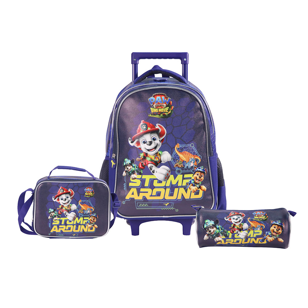 Moon - 3-In-1 Kids Licensed Paw Patrol School Bag With Lunch Bag And Pencil Case - Blue - 16-Inch