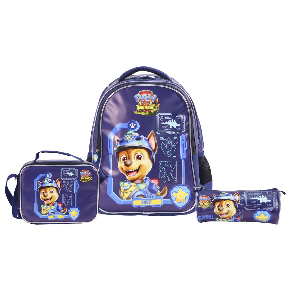 Moon - Kids Paw Patrol Backpack With Lunch Bag And Pencil Case - Blue - 16-inch