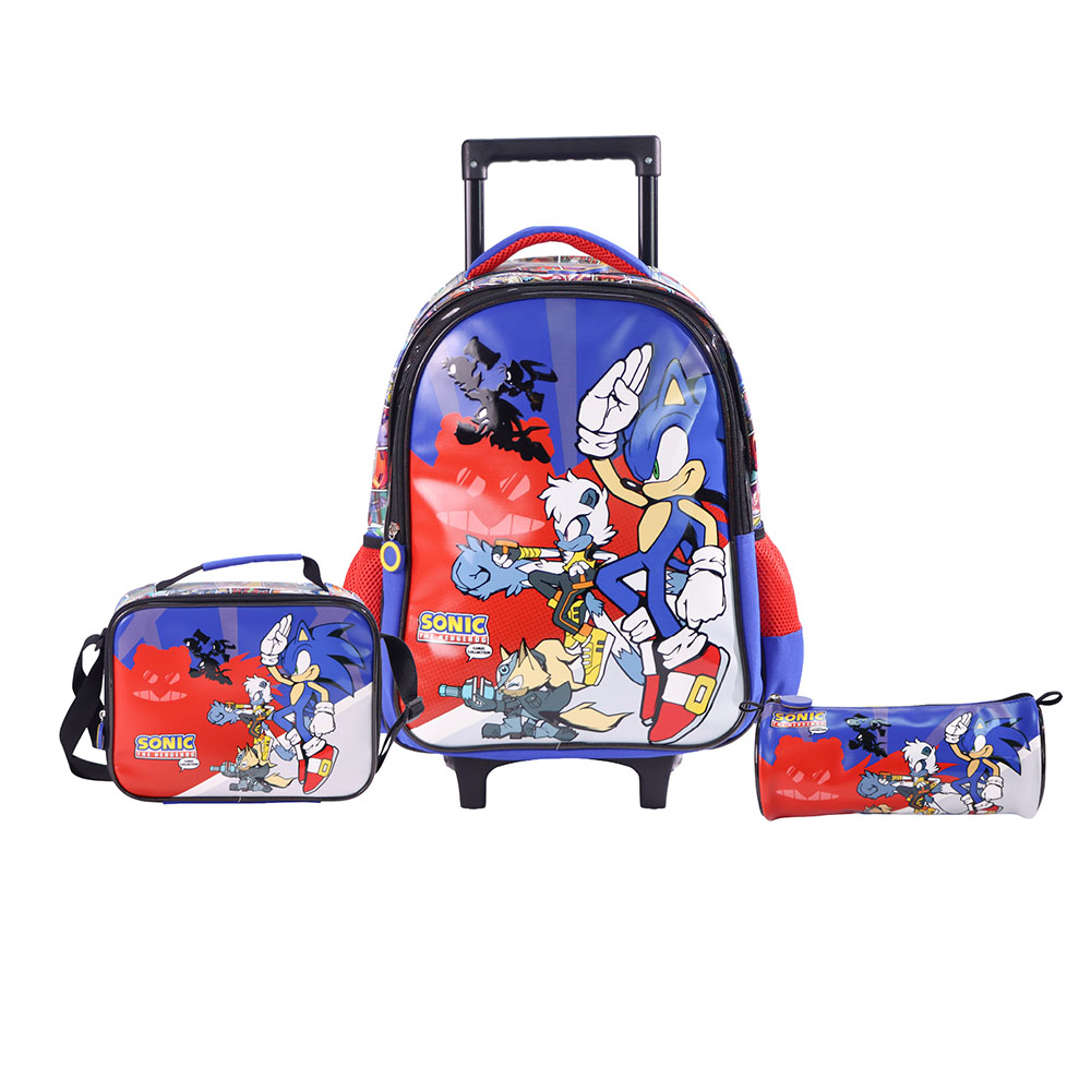 Moon - 3-In-1 Kids Licensed Sonic The Hedgehog School Bag With Lunch Bag And Pencil Case - 16-Inch