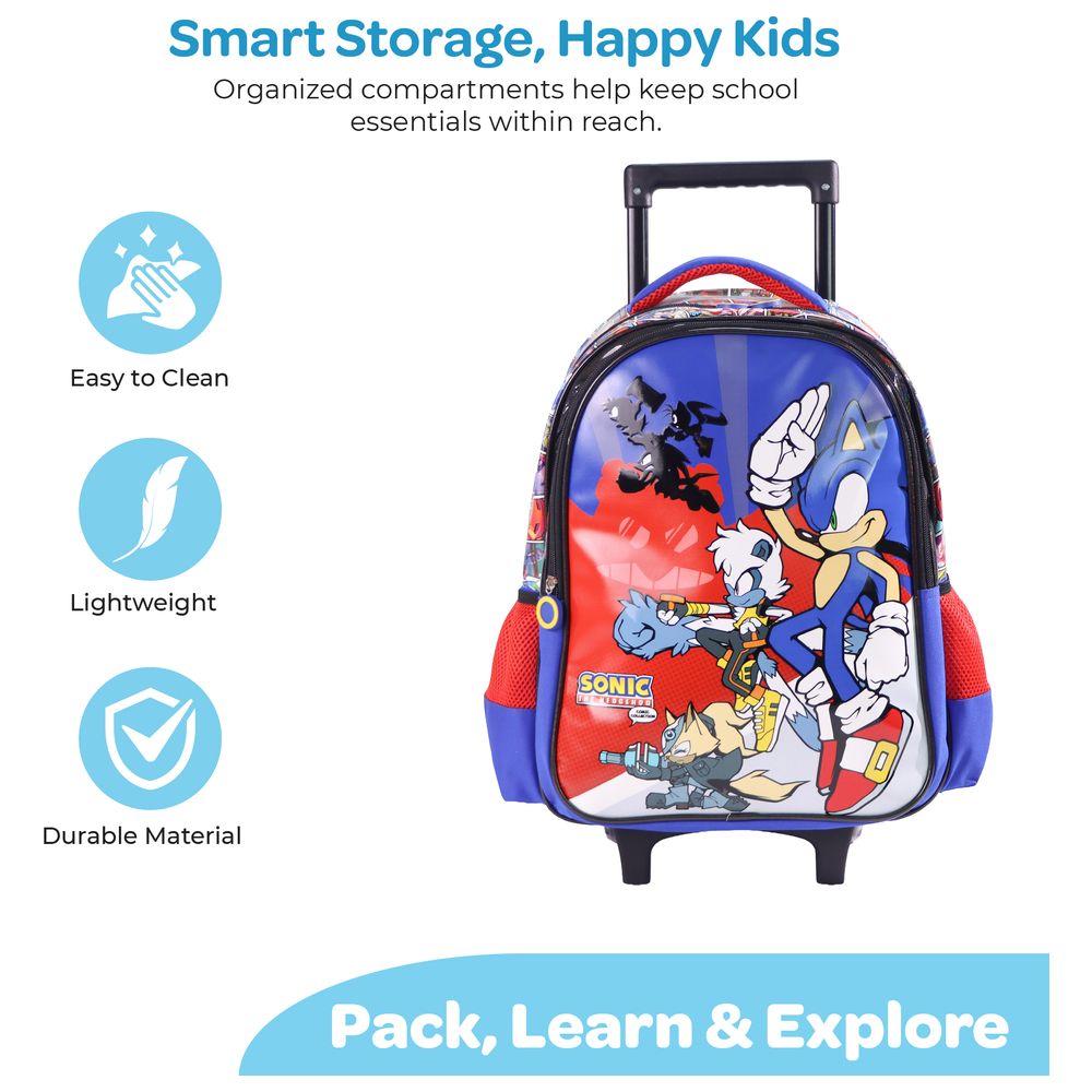 Moon - 3-In-1 Kids Licensed Sonic The Hedgehog School Bag With Lunch Bag And Pencil Case - 16-Inch