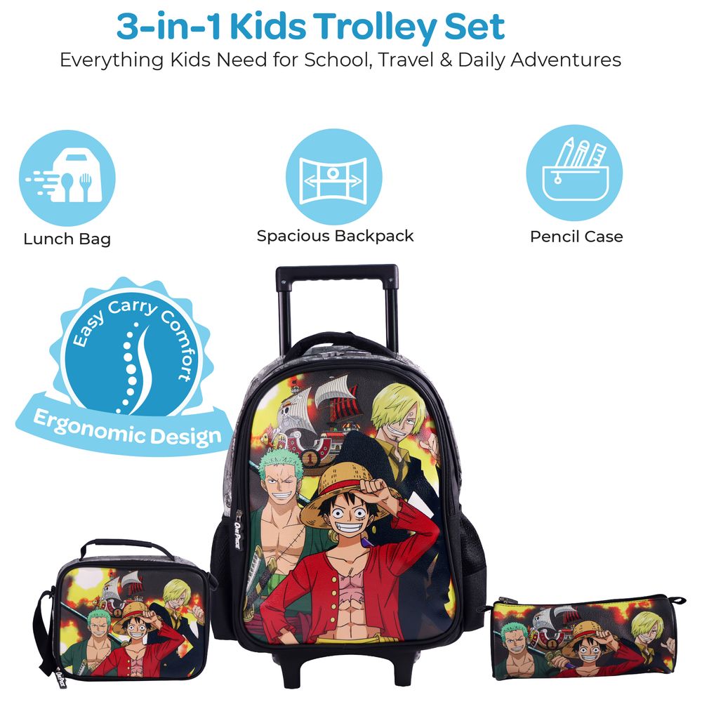 Moon - 3-In-1 Kids Licensed One Piece School Bag With Lunch Bag And Pencil Case - Black - 16-Inch