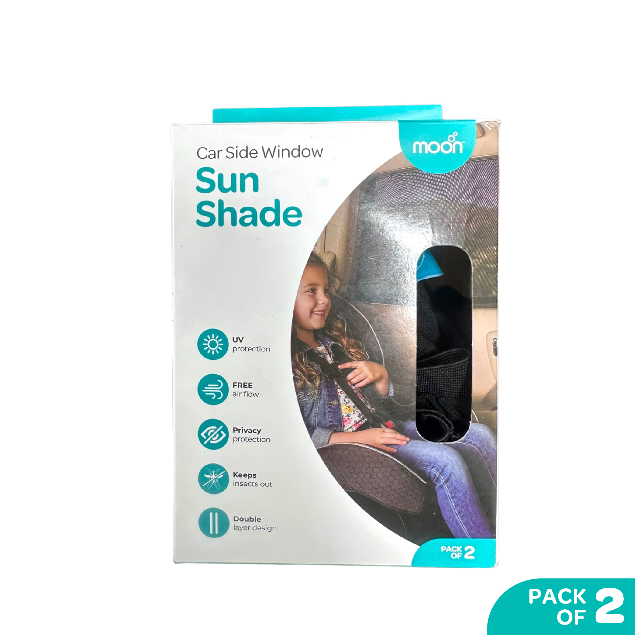 Moon Nursery - Car Side Window Sun Shade - Black - 2 Pc Set