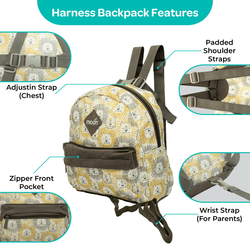 Moon - Toddler Harness Backpack - Lion - 11-inch