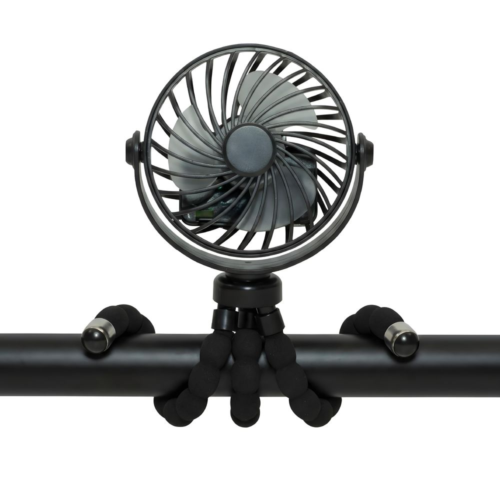 Moon - Baby Portable Clip-On Stroller Fan With Tripod Stand - Black