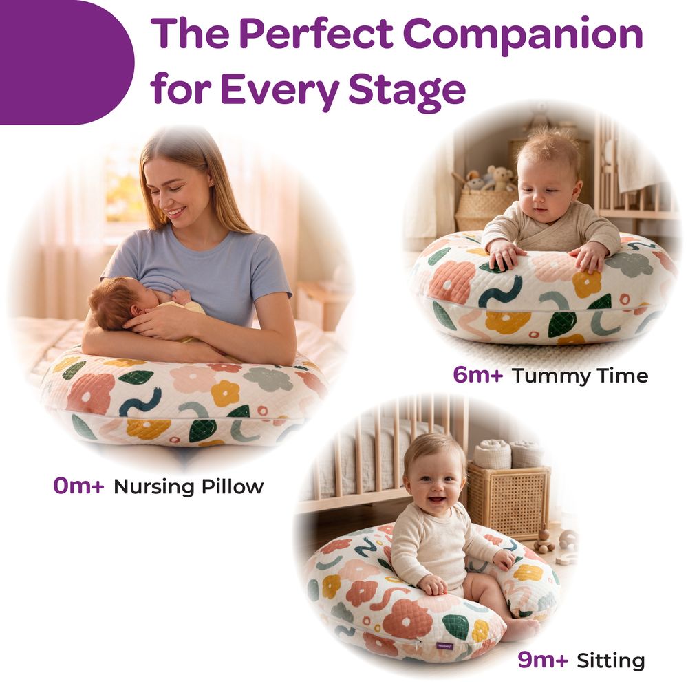 Moon Zero+ - Ergonomic Multi-Position Breastfeeding Pillow With Cover - Bloom