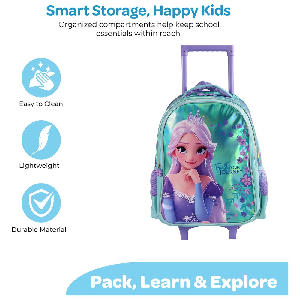 Moon - 3-In-1 Kids Licensed Elsa School Bag With Lunch Bag And Pencil Case - 16-Inch