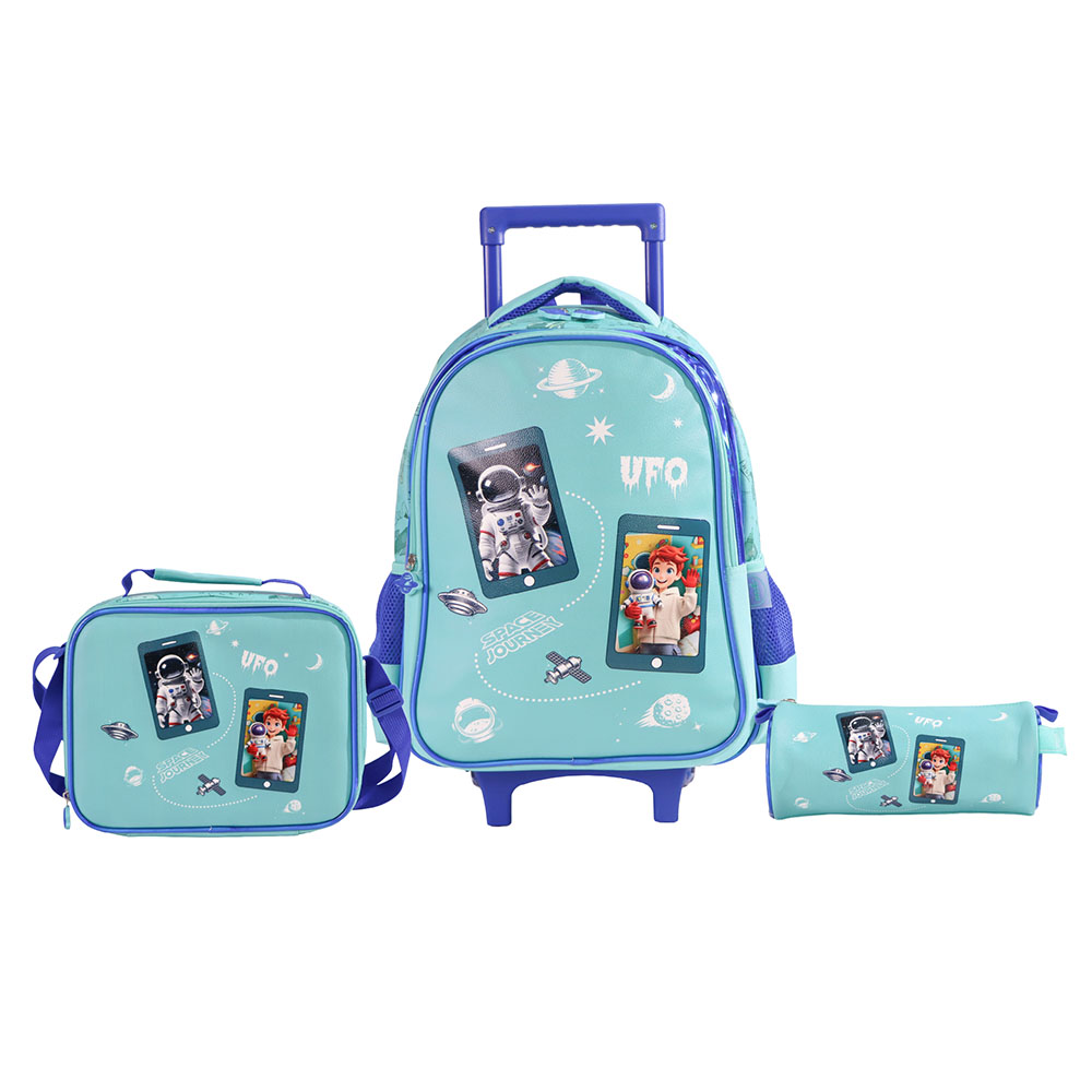 Moon - 3-In-1 Kids Licensed Astronaut School Bag With Lunch Bag And Pencil Case - 16-Inch