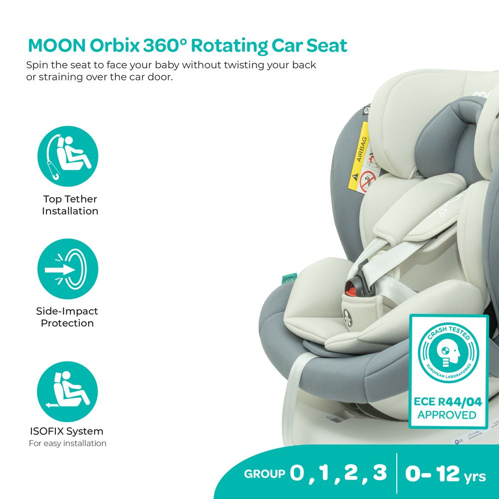 Moon - Orbix 360 Degree Rotating Car Seat - Grey