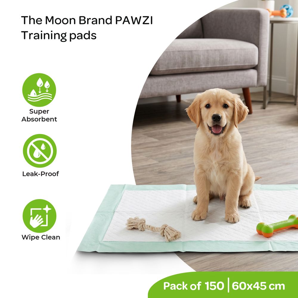 Moon - Pawzi Super Absorbent Pet Training Pads - White - 150 Pc Set