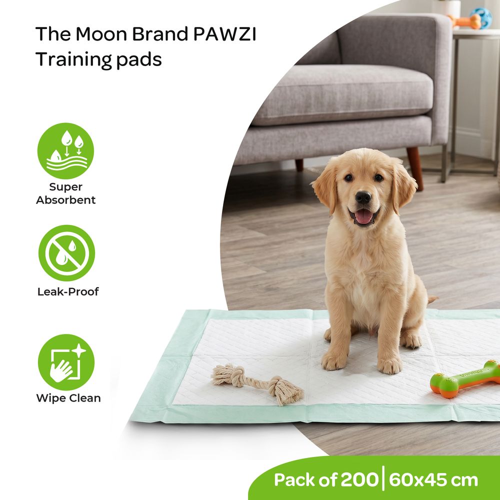 Moon - Pawzi Super Absorbent Pet Training Pads - White - 200 Pc Set