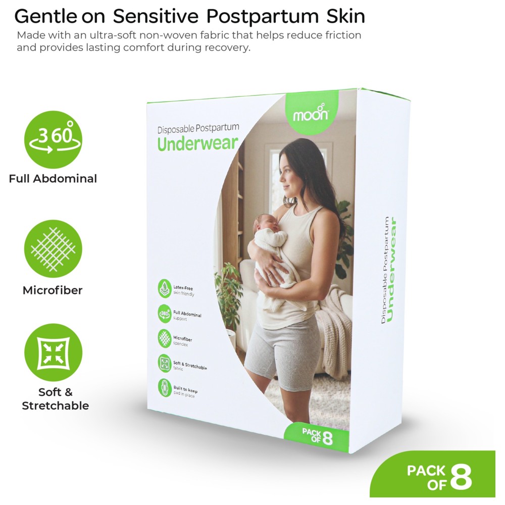 Moon - Disposable Postpartum Underwear - Grey - 8 Pc Set