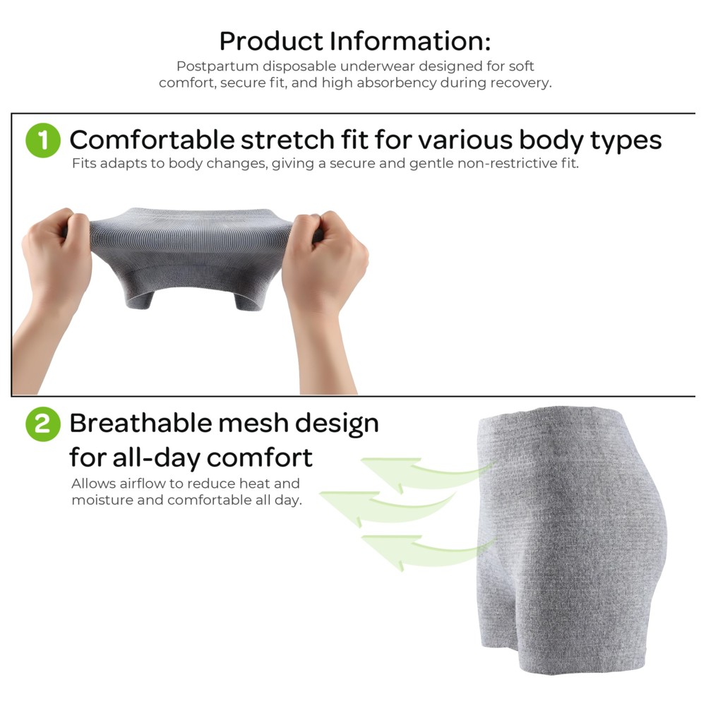 Moon - Disposable Postpartum Underwear - Grey - 8 Pc Set