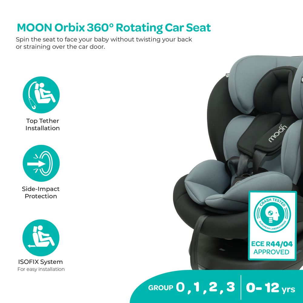 Moon - Orbix 360 Degree Rotating Car Seat - Black