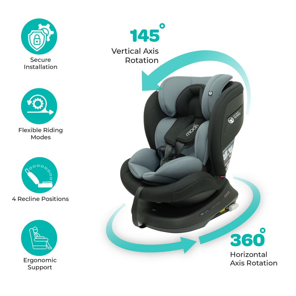 Moon - Orbix 360 Degree Rotating Car Seat - Black