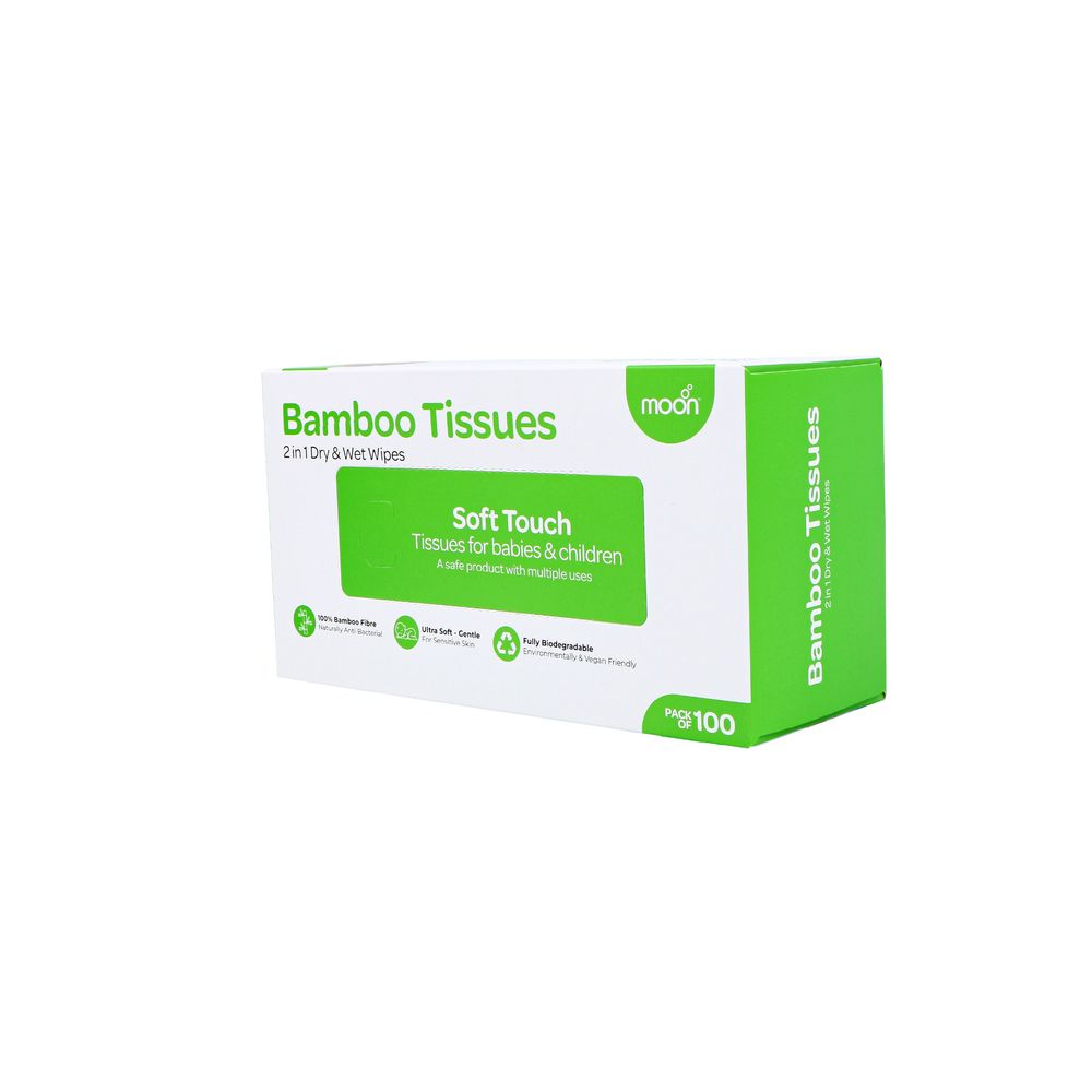 Moon - 2-in-1 Dry & Wet Bamboo Baby Wipes - 100 Pcs