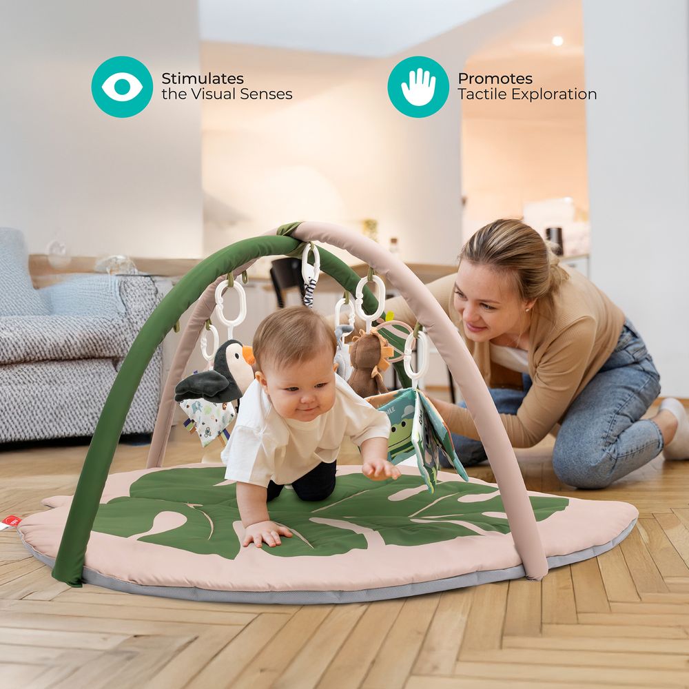 Moon - Forest Theme Baby Playmat With 7 Detachable Toys - Beige/Green