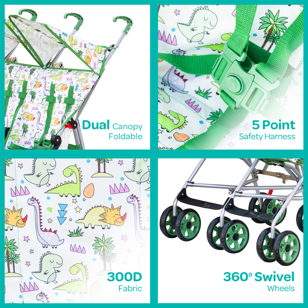 Moon - Jet Plus Twin Buggy Travel Strollers - Green