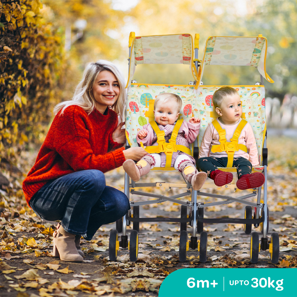 Moon - Jet Plus Twin Buggy Travel Strollers - Yellow