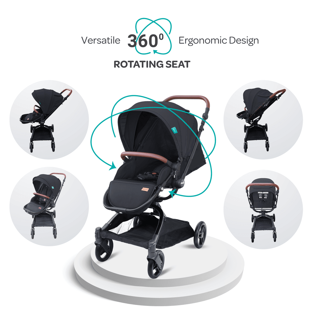 Moon - Riche Reversible Travel Stroller - Black