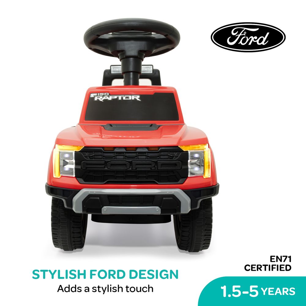 Moon - Licensed Ford F150 Raptor Manual Ride-On Car - Red