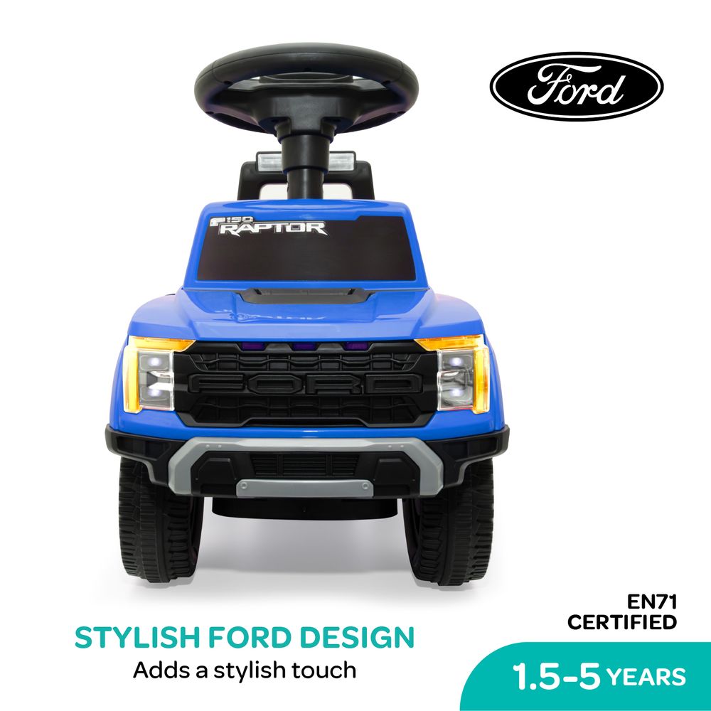 Moon - Licensed Ford F150 Raptor Manual Ride-On Car - Blue