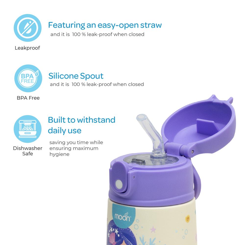 Moon - Kids Insulated Sipper Water Bottle - 350ml - Mermaid