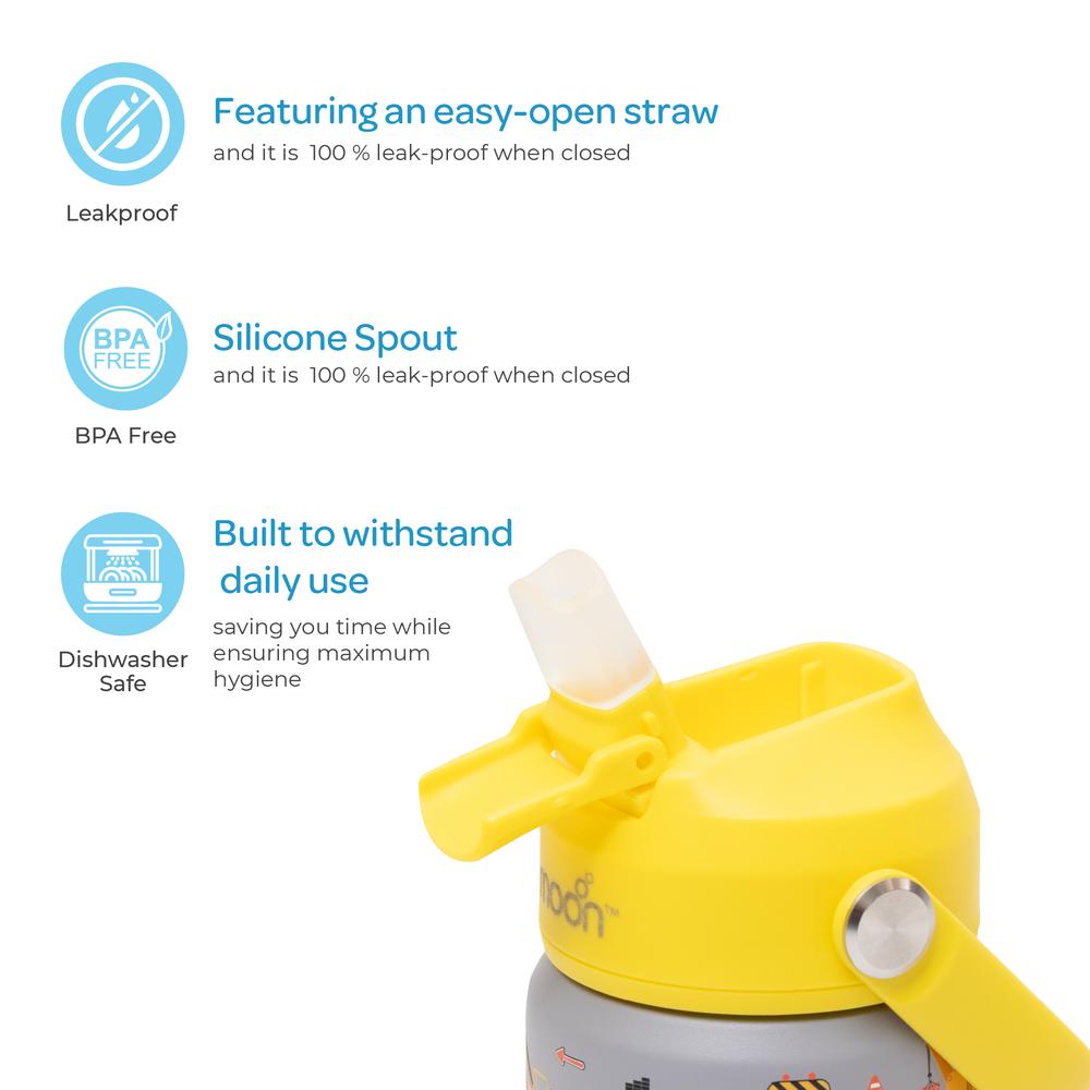 Moon - Kids Insulated Sipper Water Bottle - 350ml - Yellow
