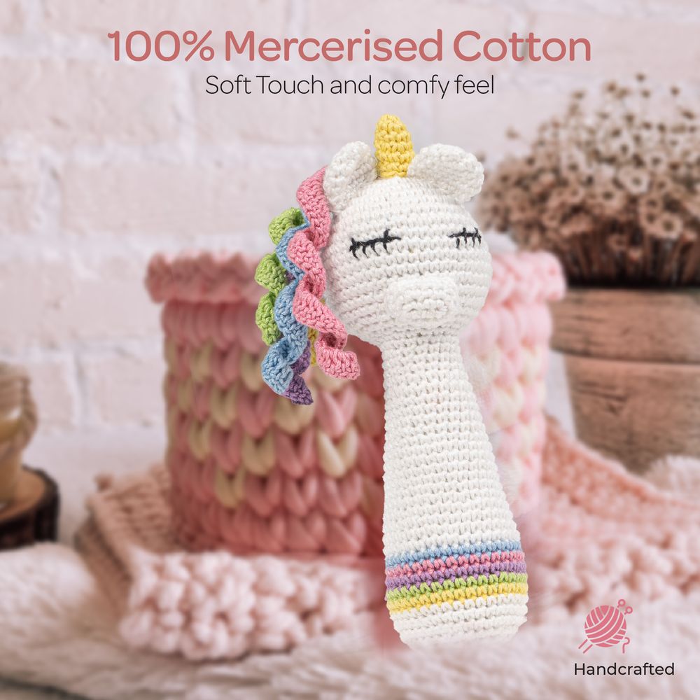 Moon - Handcrafted Crochet Knitted Loop Rattle Toy - Pony