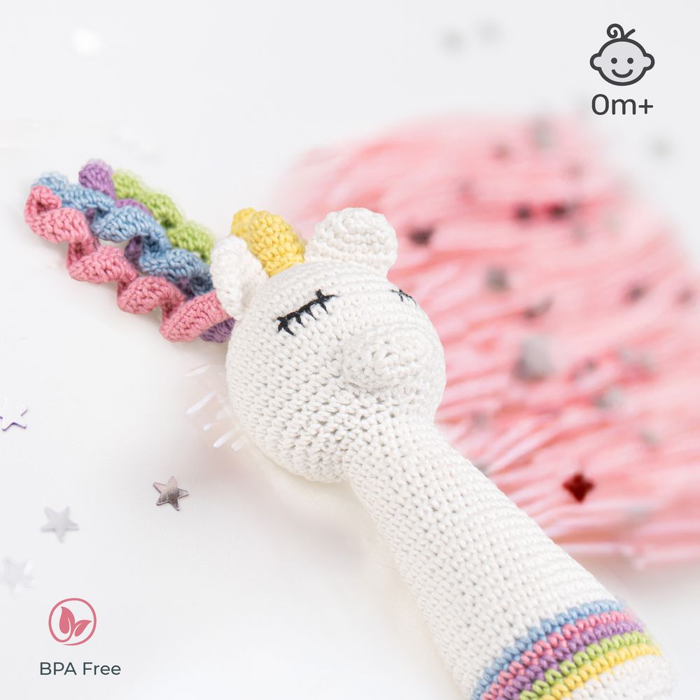 Moon - Handcrafted Crochet Knitted Loop Rattle Toy - Pony