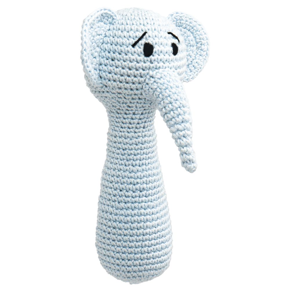 Moon - Handcrafted Crochet Knitted Loop Rattle Toy - Elephant