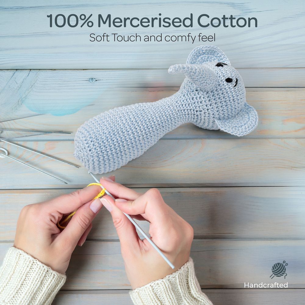 Moon - Handcrafted Crochet Knitted Loop Rattle Toy - Elephant