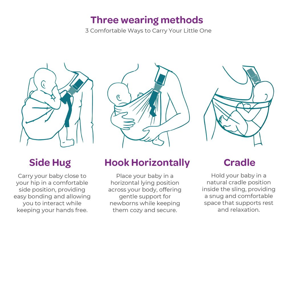 Moon - 3 Positions Koona Baby Sling Carrier - Grey