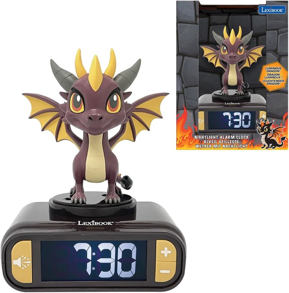 Lexibook - Kids Dragon Night Light Alarm Clock