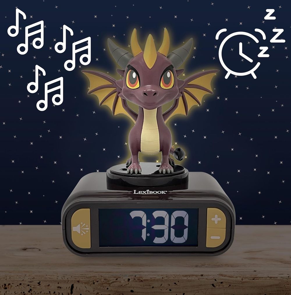 Lexibook - Kids Dragon Night Light Alarm Clock