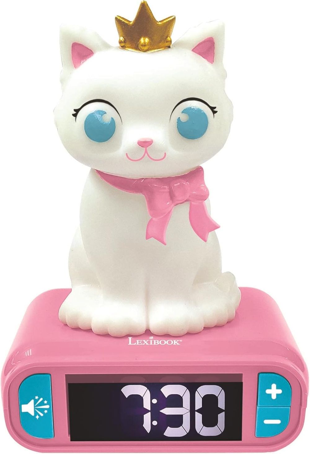Lexibook - Kitten Digital Nightlight Alarm Clock - White/Pink