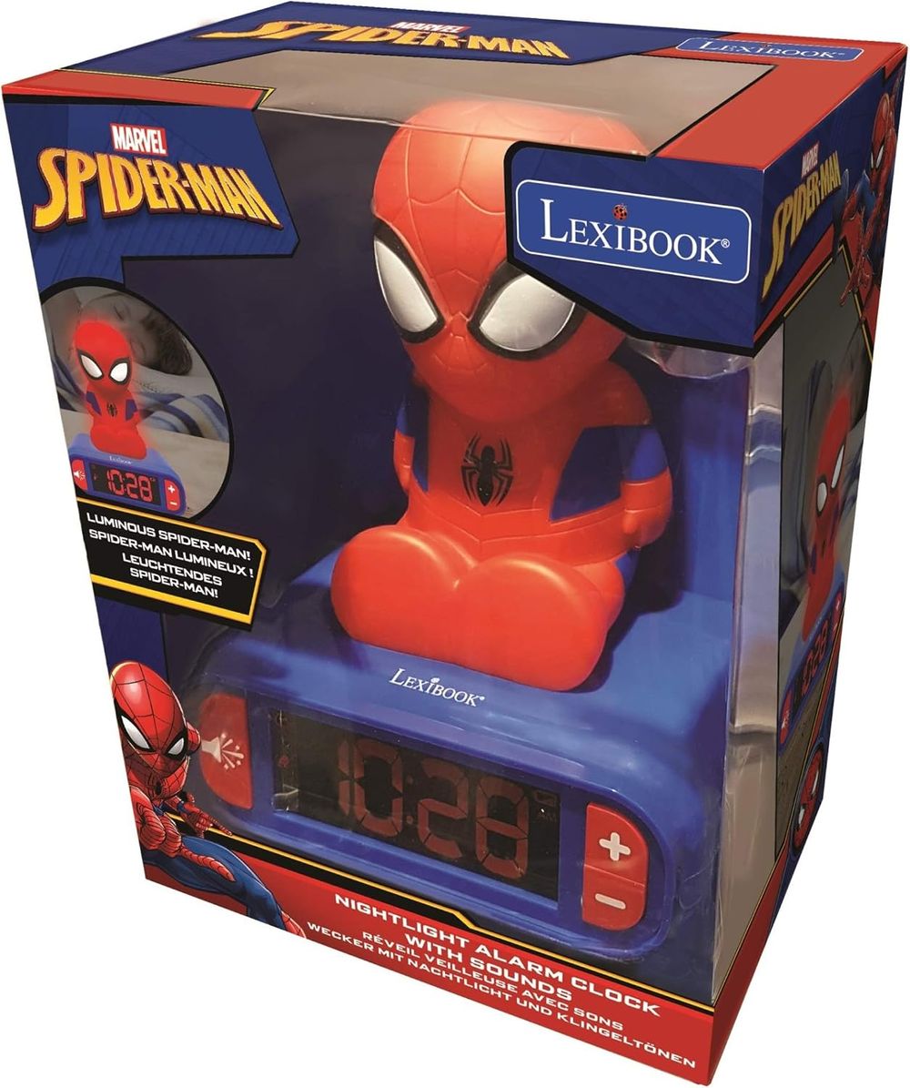 Lexibook - Marvel Spiderman Digital Alarm Clock - Red/Blue