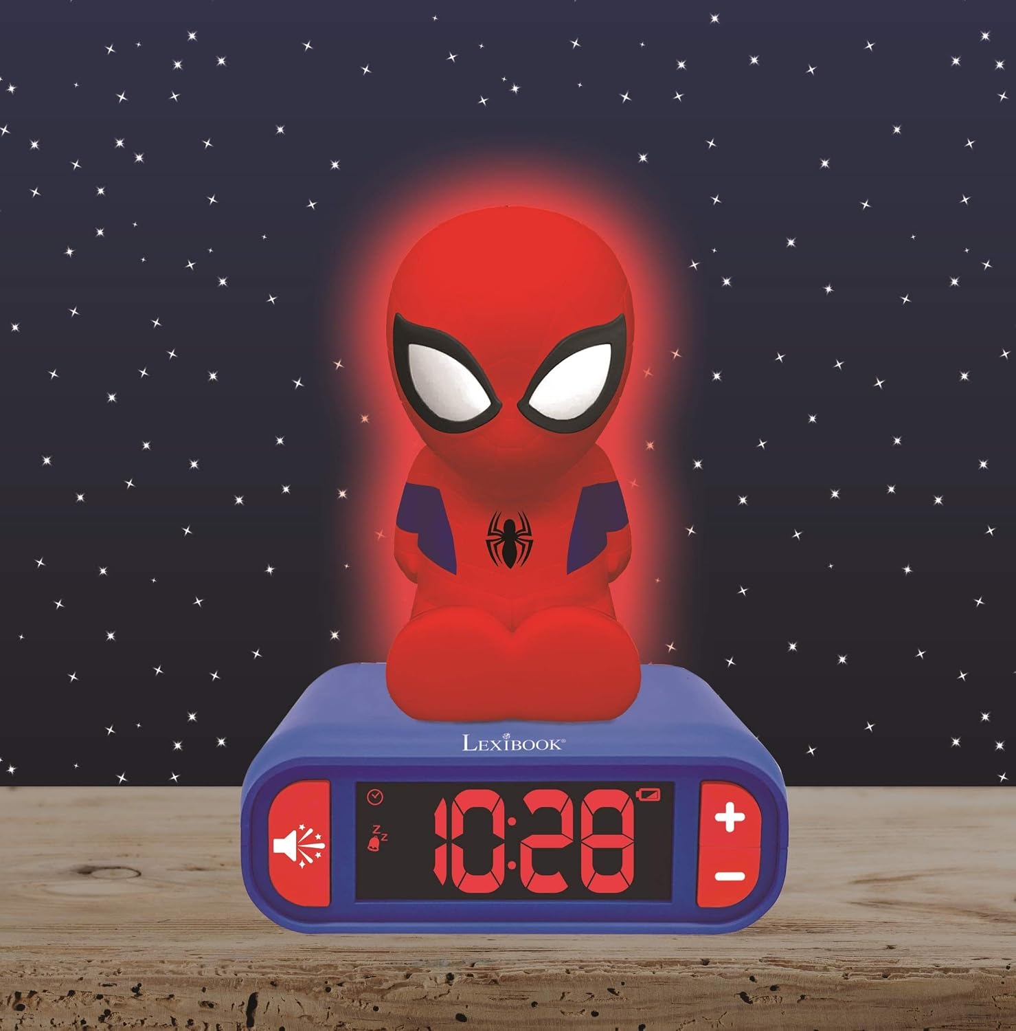 Lexibook - Marvel Spiderman Digital Alarm Clock - Red/Blue