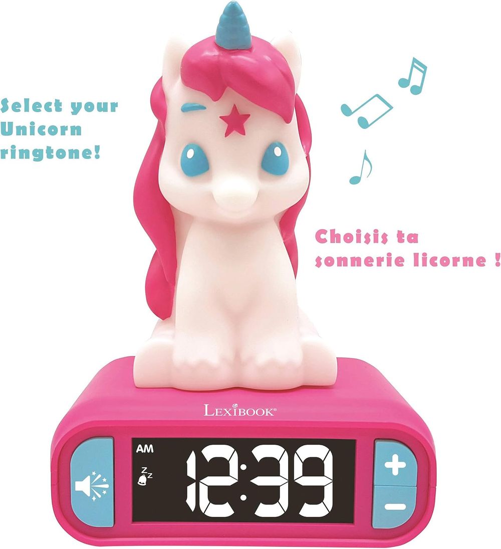 Lexibook - Kids Led Unicorn Digital Alarm Clock - Pink
