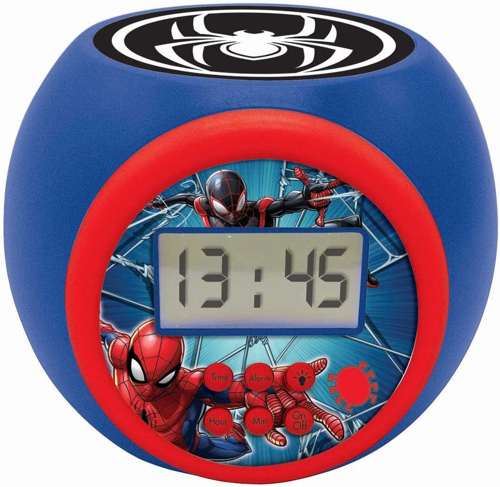 Lexibook - Marvel Spiderman Projector Alarm Clock - Red/Blue