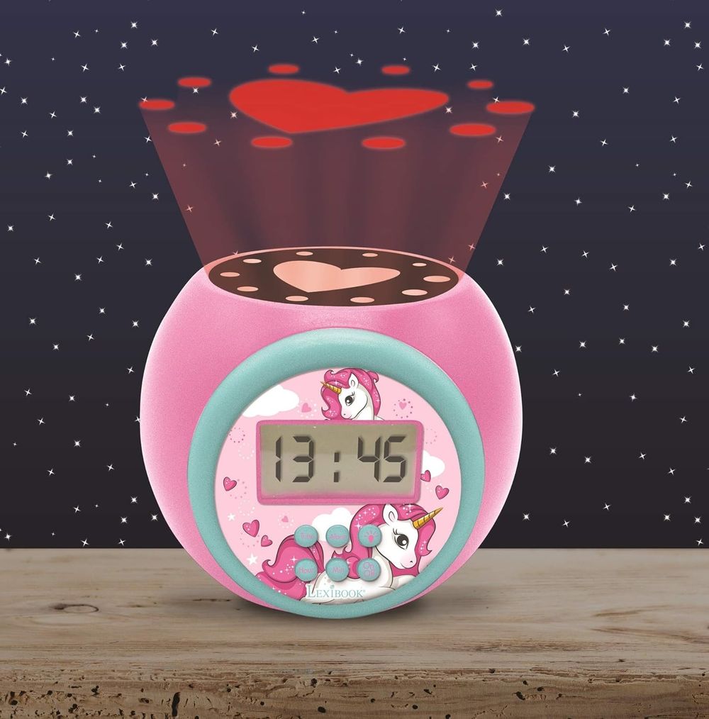 Lexibook - Kids Unicorn Projector Alarm Clock - Pink