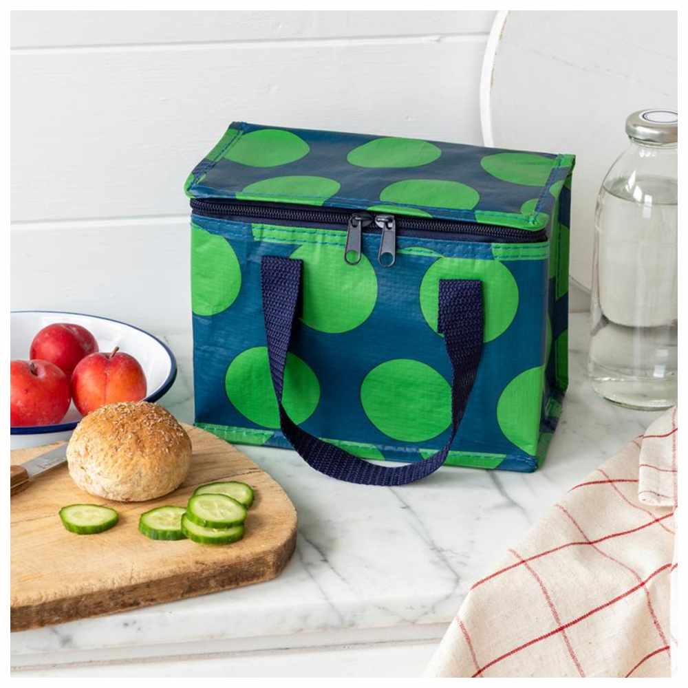 Rex London - Insulated Lunch Bag - Green On Blue Spotlight